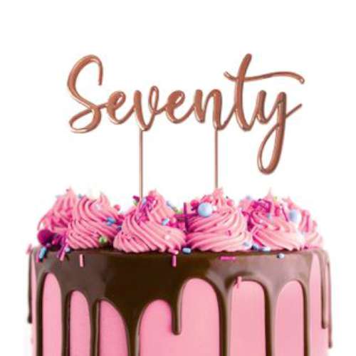 Seventy Rose Gold Metal Cake Topper - Click Image to Close